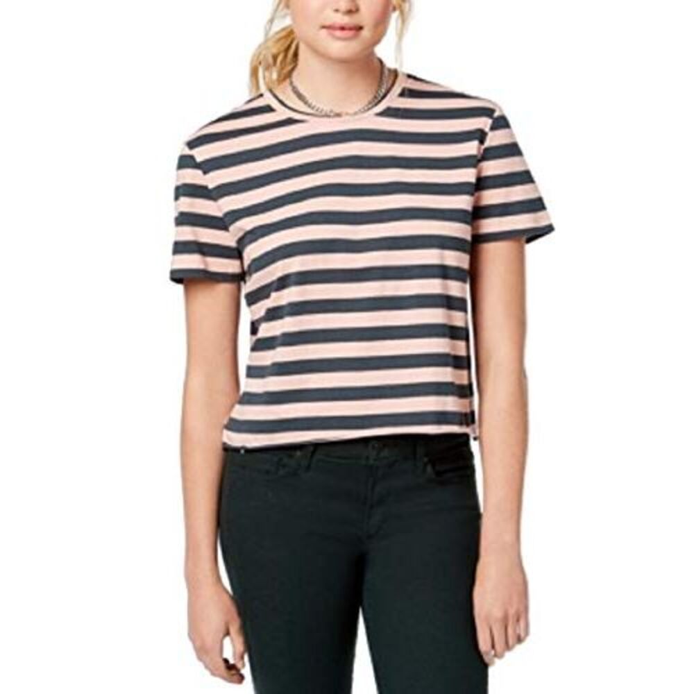 Rebellious One Juniors Striped Unfinished T-Shirt